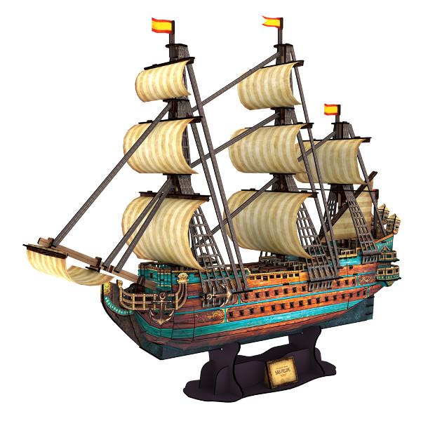 佳廷家庭 親子DIY紙模型3D立體拼圖專賣店 船舶軍艦遊艇 西班牙1690年聖菲利浦號戰艦 樂立方T4017