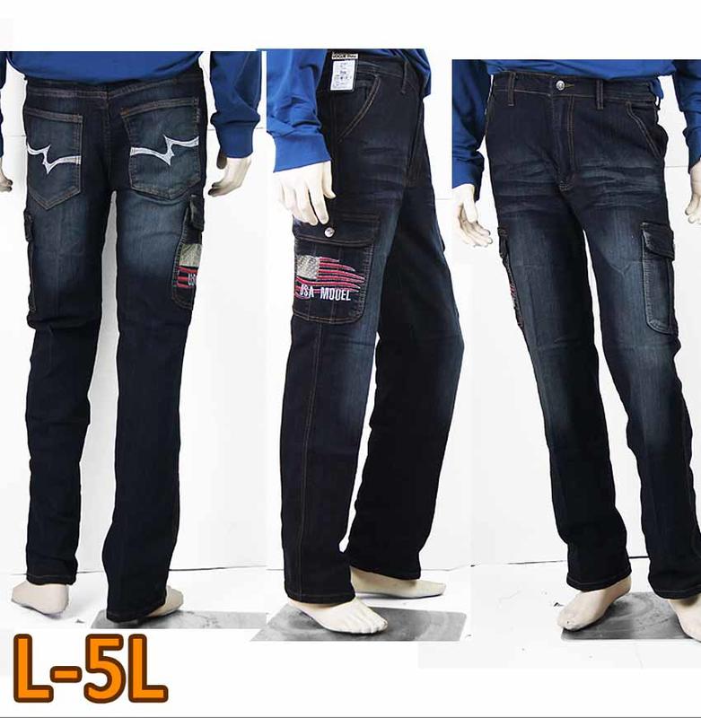 【肚子大】B8-彈力牛仔褲-側口袋-工作褲-M-5L