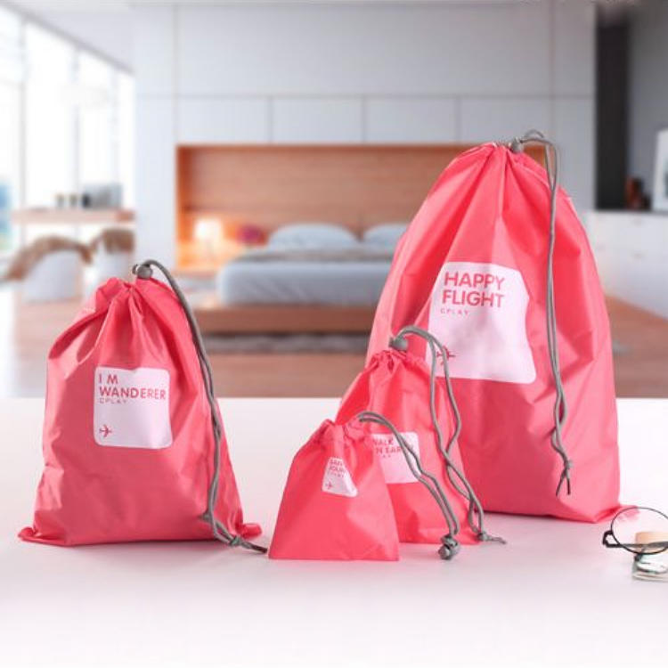旅行收納束口袋 (4入組) 旅行收納袋 行李收納包 衣服行李袋 防塵袋 衣物整理袋