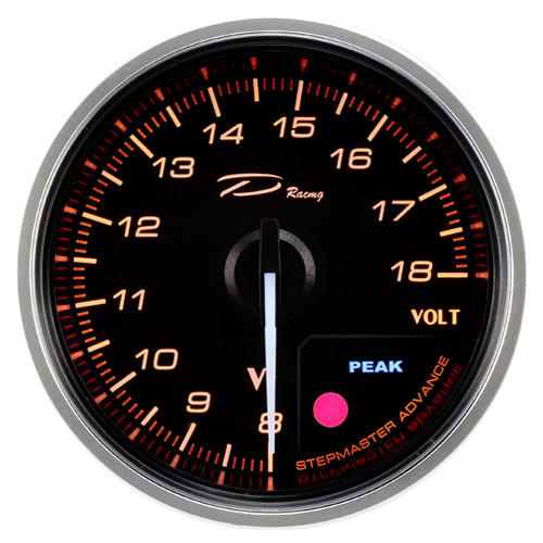 【D Racing三環錶/改裝錶】60mm雙色經典款【電壓錶】可設定&記憶&調明暗&開關聲音