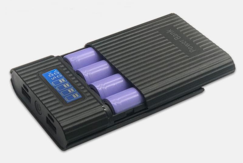 雙輸出入孔 Micro USB & APPLE 或 Type-C 4節 18650鋰電池 行動電源盒 反裝防燒