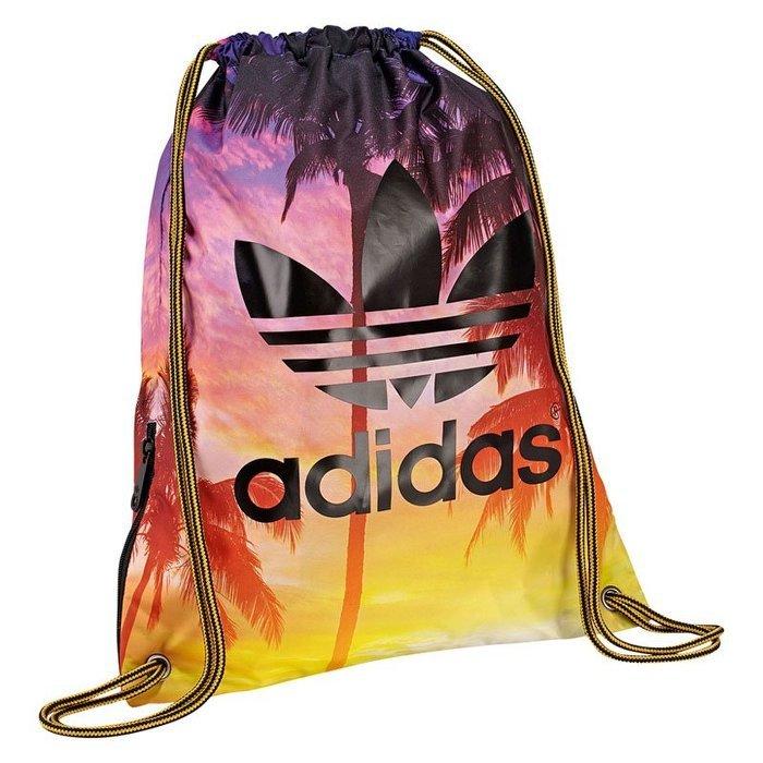 S.G ADIDAS ORIGINALS GYMSACK PALM 黑紫橘夕陽椰子樹束口袋拉鍊防水