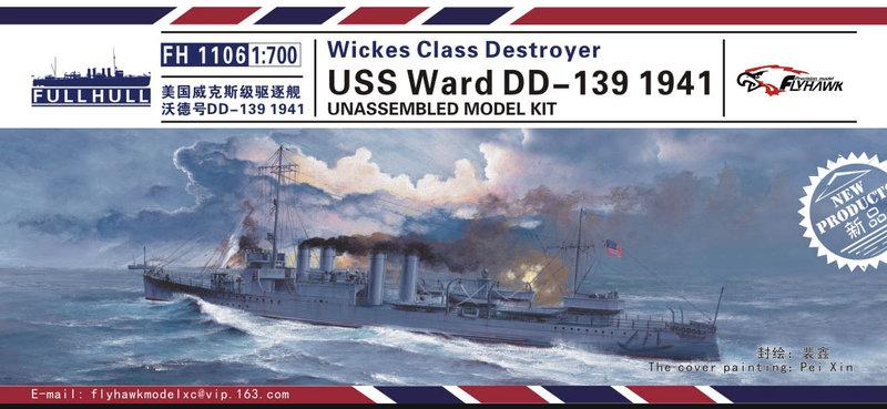 (現貨)FH1106 二戰美國海軍威克斯級驅逐艦 DD-139 沃德號（普通版)BY 鷹翔FLYHAWK