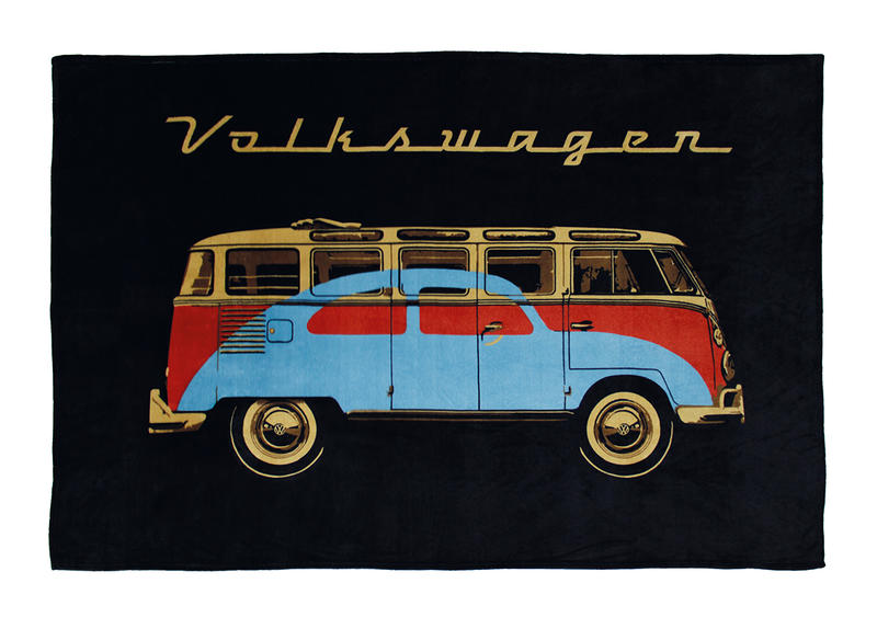 BRISA VW T1 Bus & Beetle Fleece Blanket 150x200cm - black/絨毯