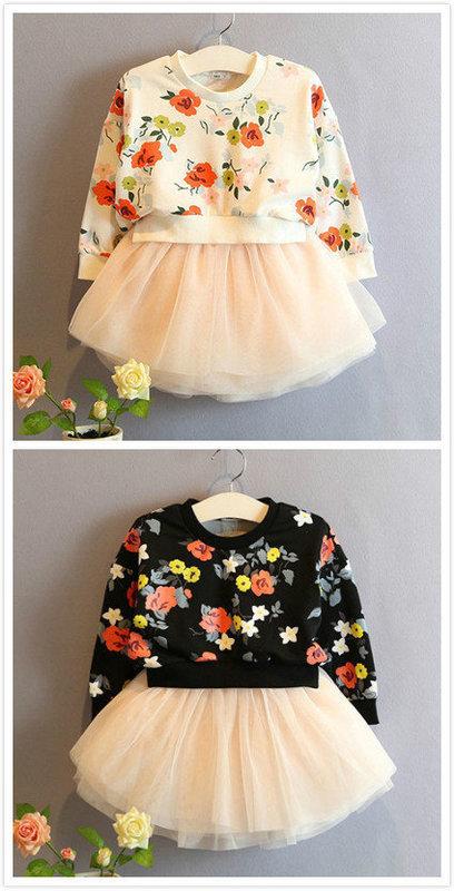 ~幸福家園~韓版新款春裝可愛甜美花朵紗裙女童洋裝，連身裙、套裝、蓬蓬裙