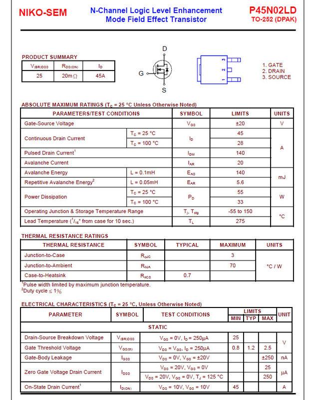 【DIY_LAB#513】P45N02LD (TO-252) N通道 25V 45A MOSFET場效功率電晶體(現貨) | 露天市集 | 全 ...