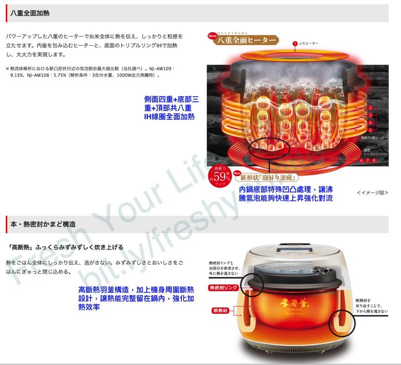 清新樂活~日本直送附中說Mitsubishi三菱NJ-AWB10頂級本炭釜六人份IH