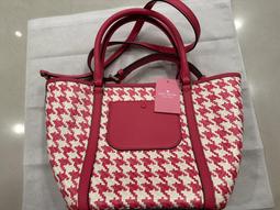 Kate Spade New York 女用 提肩背包紅白色 藤編包