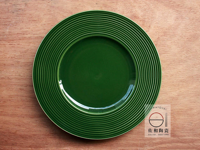 +佐和陶瓷餐具批發+【XL07116-1綠釉線紋11皿-日本製】日本製 大皿 大盤 主餐盤 宴客盤 擺盤