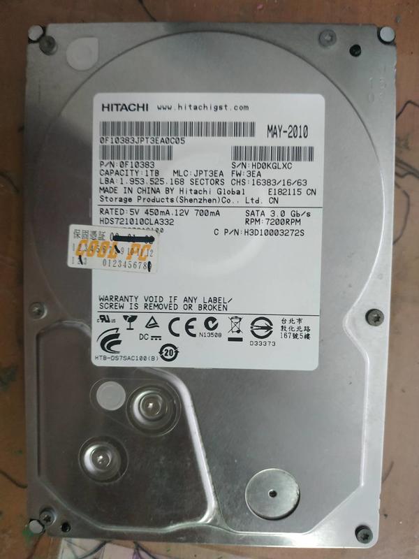 HITACHI日立 3.5吋外接硬碟1TB HDS721010CLA332 正常良好