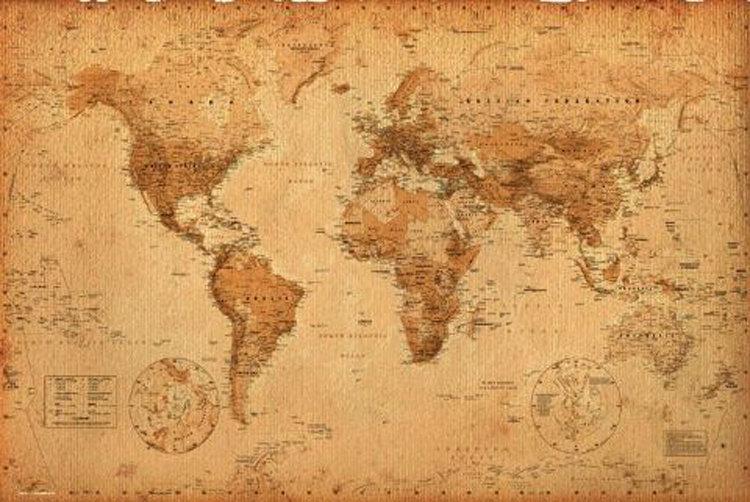 【英國進口復古風海報】世界地圖 WORLD MAP #GN0430