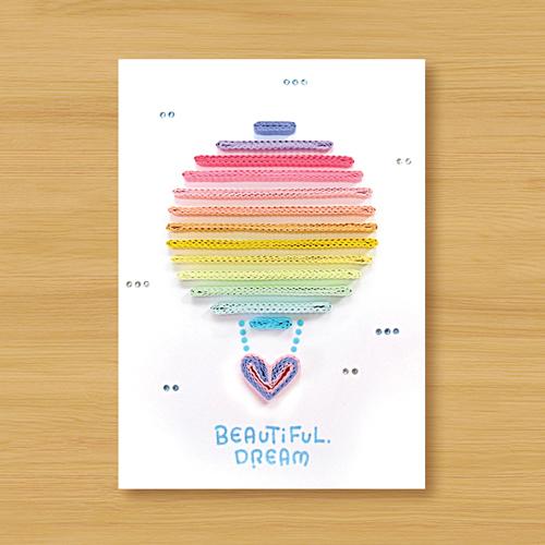 手工捲紙卡片：夢想熱氣球 Beautiful Dream _A（加油卡、祝福卡、生日卡、感謝卡）