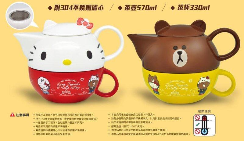 全新現貨 7-11 Hello Kitty x LINE 共度美好食光 午茶組(茶壺/茶杯) KITTY款/熊大款