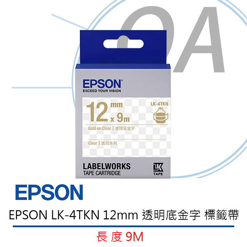 【KS-3C】含稅 EPSON LK-4TKN 12mm 透明底金字 標籤帶