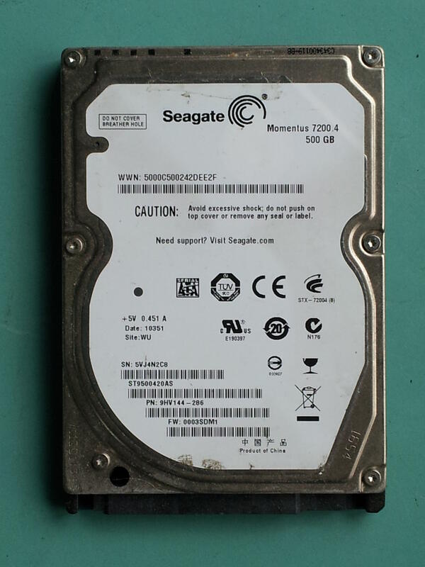 Seagate 2.5吋SATA 500GB(500GB) 筆電硬碟 ST9500420AS (檢測不良) [306]