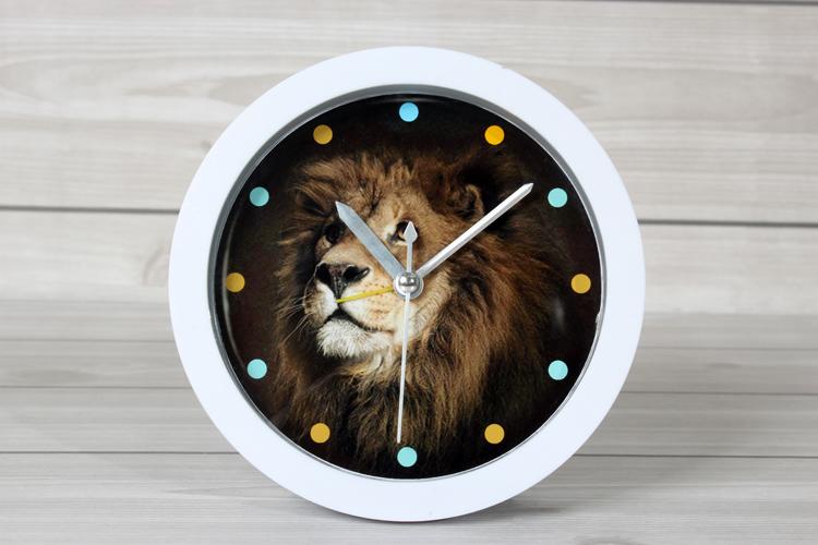 森林動物獅子小鬧鐘 創意獅子座鐘 桌面時鐘表 家居擺件卧室書房