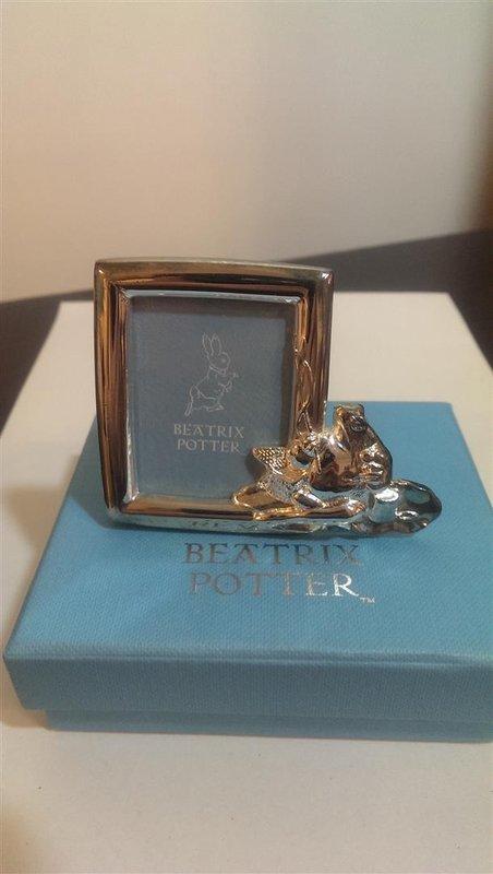 [出清收藏Vintage] 全新英國帶回Beatrix Potter彼得兔青蛙迷你銀相框 含郵200元