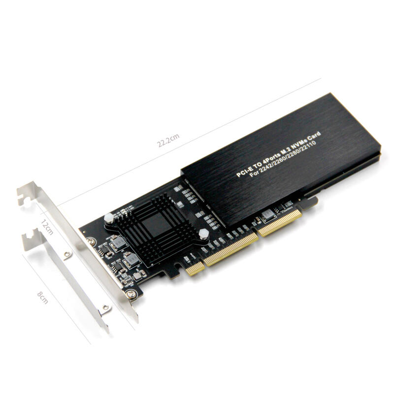 固態硬盤M.2轉接卡PCIEX8/X16轉4個X4 PCI-E NVME SSD RAID陣列卡