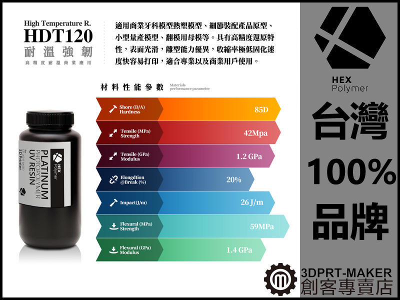 【3DPRT 專賣店】聚六 Px6660 耐溫120 強硬 光固化樹脂 光敏樹脂 DLP LCD★A02B01★