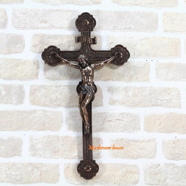 點點蘑菇屋 歐洲精品~古典雕塑-仿銅耶穌十字架壁掛飾 耶穌基督 壁飾 教會精緻飾品 藝術雕像 台灣現貨 免運費