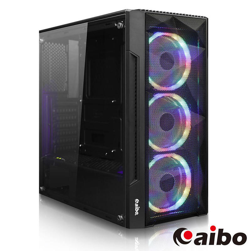 [ 邁克電腦 ]AIBO X4 鐵面人 RGB 全彩風扇 玻璃測透 ATX 電腦機殼 內裝3顆 RGB風扇