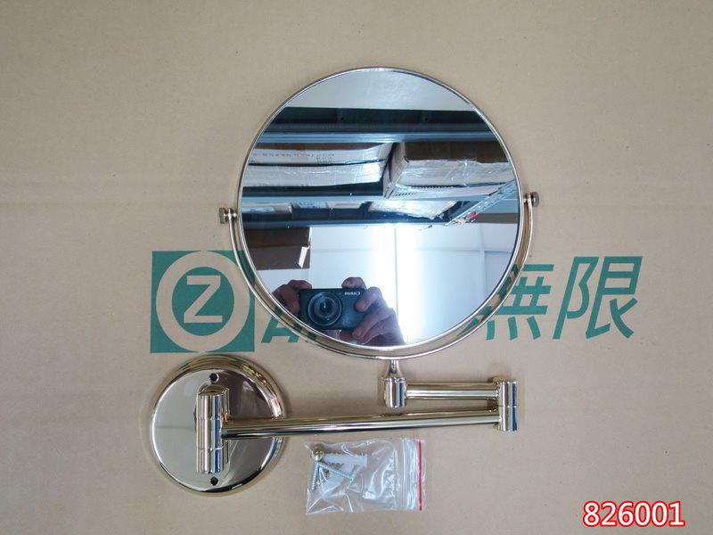 金色雙面美容鏡8寸(20公分) 浴室放大鏡梳妝鏡 伸縮化妝鏡子  001
