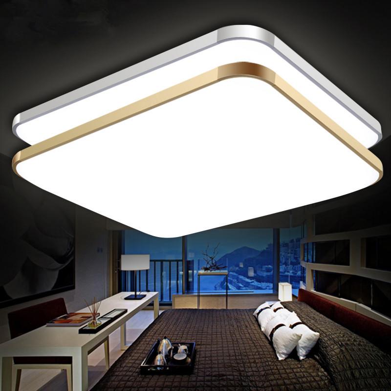 現代簡約LED吸頂燈金色鋁邊長方形大氣客廳遥控卧室燈餐房