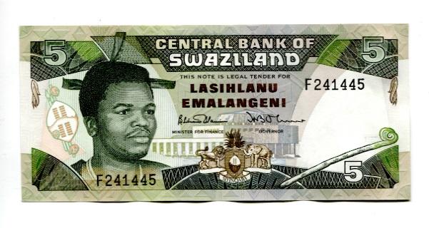 [富國]外鈔Swaziland史瓦濟蘭1990年5emalangeni-P19a