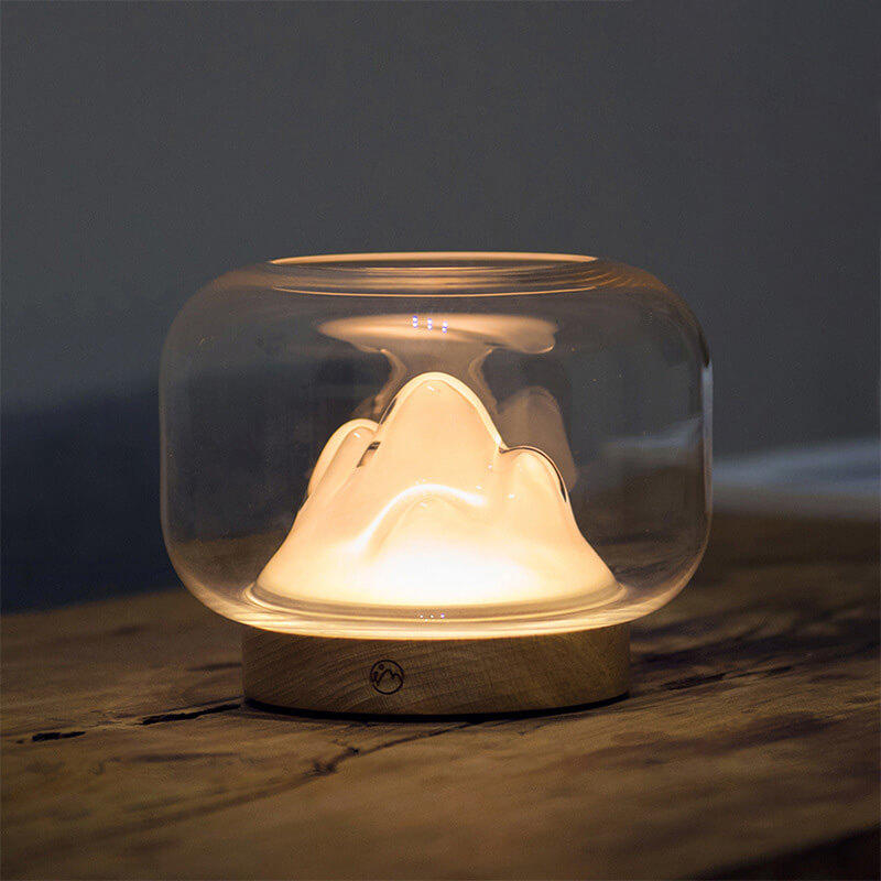 暖山桌面暖燈 創意手工玻璃燈 文藝魚缸設計燈 床頭擺件 伴睡燈 小夜燈