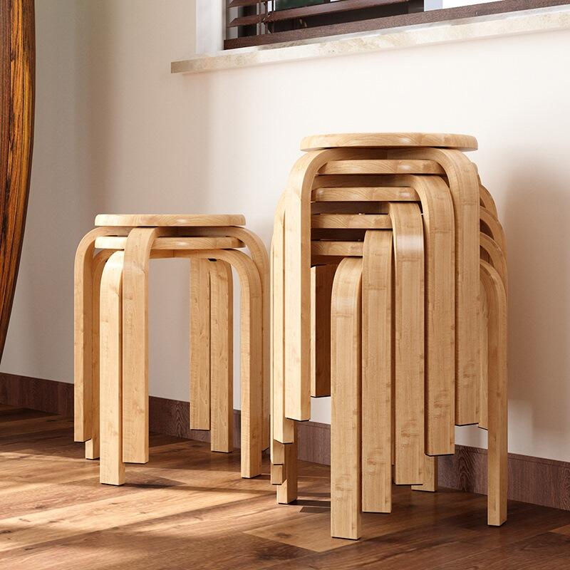全實木曲木椅凳 可堆疊 圓凳 方凳  實木凳  餐椅