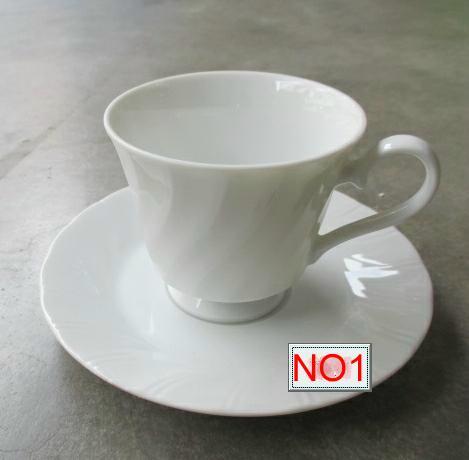 附發票~咖啡杯  白玉大螺旋紋 標準咖啡杯組/花茶杯 白色咖啡杯組（一杯一盤）230ml 日本製