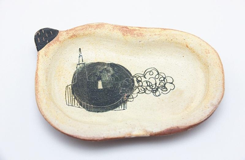 艾苗小屋-日本製陶器作家手工製黄瀬戸豆皿 C-7