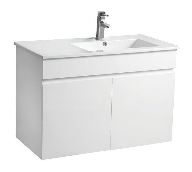 ~衛浴設備~90cm右偏盆+白色鋼烤發泡板隠藏斜把手浴櫃組