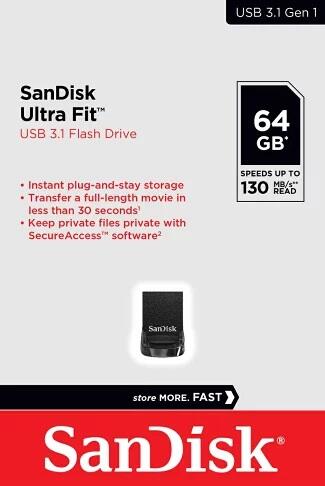 公司貨 SanDisk Fit 64GB 64G 極速 130MB/S USB3.1 超迷你隨身碟 CZ430