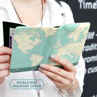 ◎。Bafa。◎ 韓國indigo~ World Map Passport Cover 世界地圖 護照套/ 護照夾