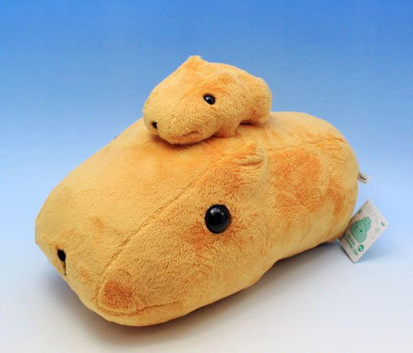日本正版 景品 San-X kapibarasan 水豚君  大隻背小隻 35cm 娃娃 布偶