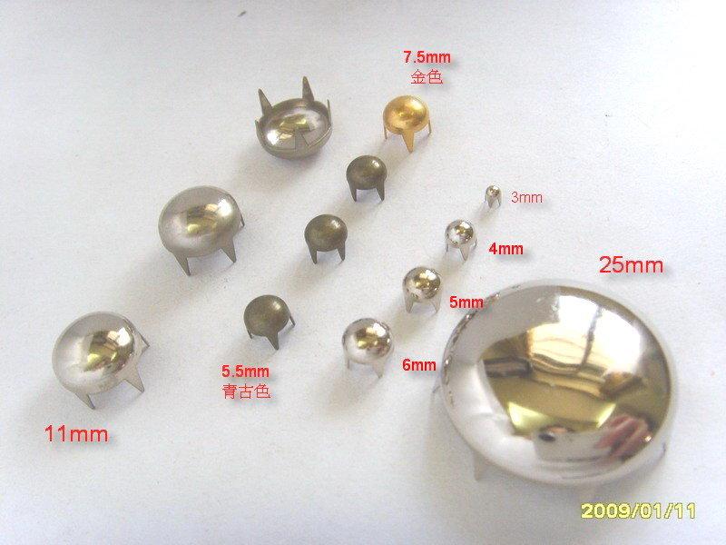 裝飾配件DIY" 6mm半圓(丸)形 "銅珠(鉚釘)龐克釘釦～1元