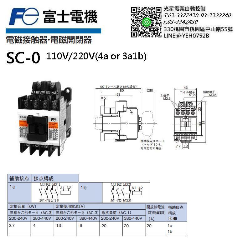 富士電機Fuji 電磁接觸器開閉器SC-0 | 露天市集| 全台最大的網路購物市集