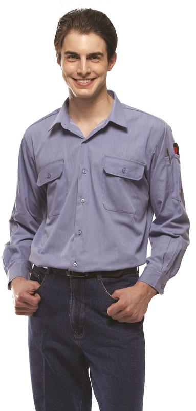 CVC長袖工作服 工作襯衫(水藍)  台灣製造