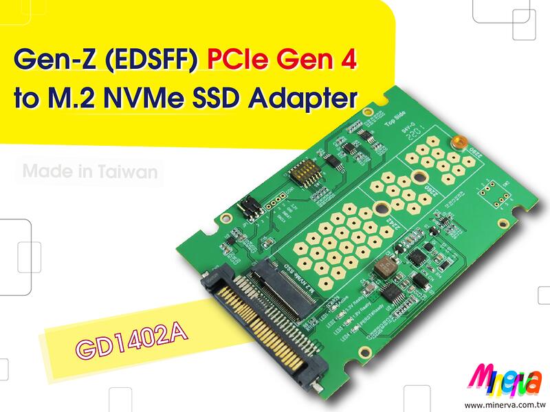 Gen-Z SFF-TA-1001 PCIe Gen4 to M.2 NVMe SSD (22x80mm)Adapter