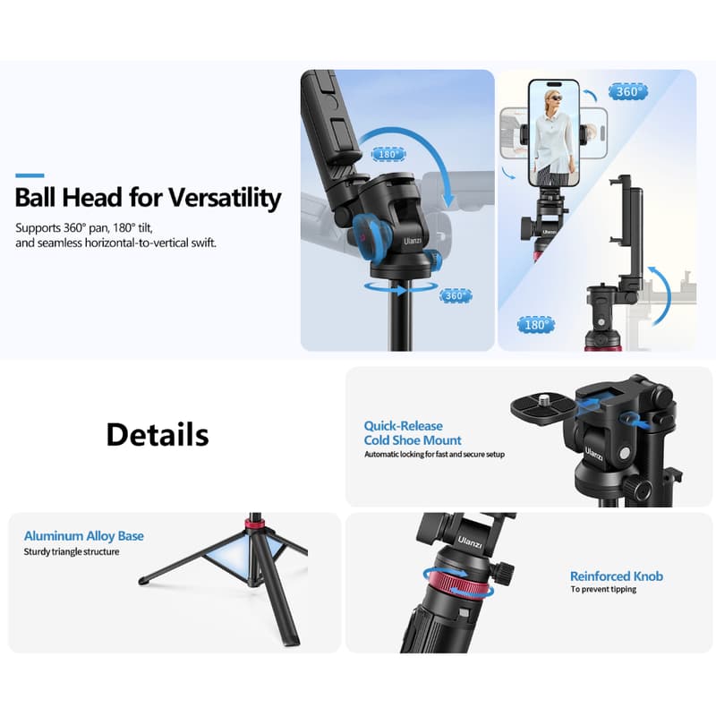 【攝界】現貨 ULANZI MT-78 多功能 延長桿 自拍桿 可伸縮 手機架 相機 三腳架 Vlog 直播 支架