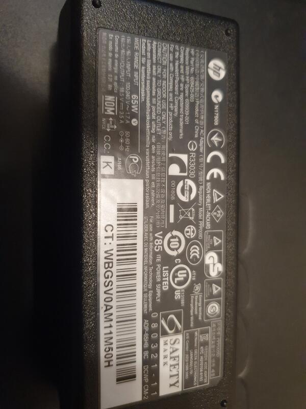 二手筆電變壓器 HP PPP009D 18.5V/3.5A 大頭帶針 便宜賣