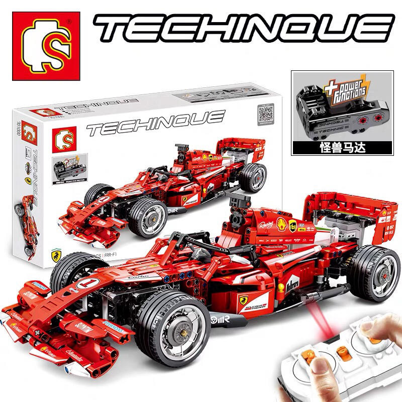 （成車搖控版價）怪獸馬達F1遙控賽車lego跑車電機拼裝積木成年人玩具模型