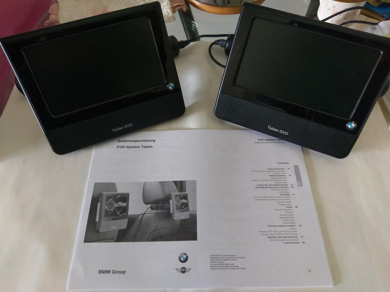七成新 雙銀幕  DVD system tablet 影音系統 頭枕 螢幕 也可單獨使用 各車款皆適用~BMW