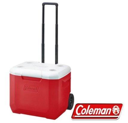 【山野賣客】Coleman CM-27864_美利紅 56L行動拉桿托輪冰箱 保冷袋 保冷釣箱 收納保冰桶