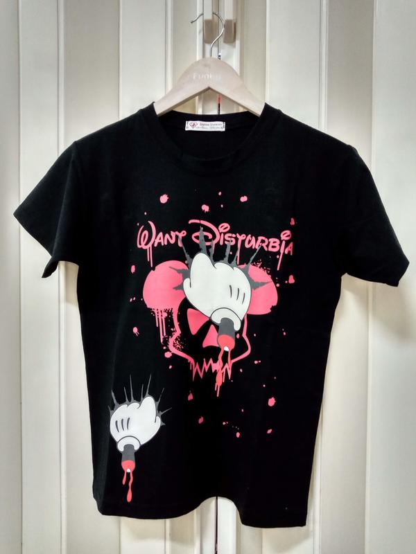 《KUSO搞怪系列》迪士尼 米奇 飛拳 米老鼠 Mickey Mouse 潑漆 印花 中性剪裁 棉製 T恤~布瓜咩~