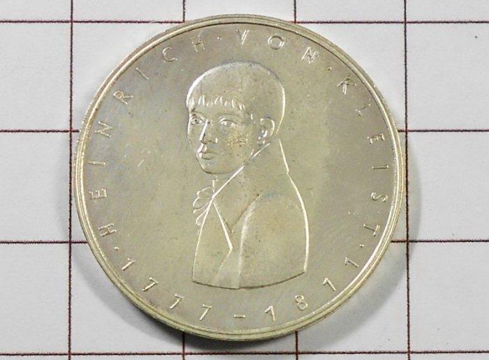 XB327 德國1977年 海因里希·馮·克萊斯特 人像銀幣