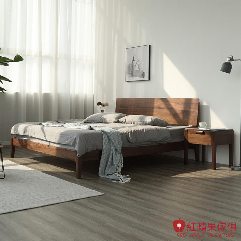 [紅蘋果傢俱]HM005 5尺床/6尺床 床架 北歐風床架 日式床架 實木床架 無印風 簡約風