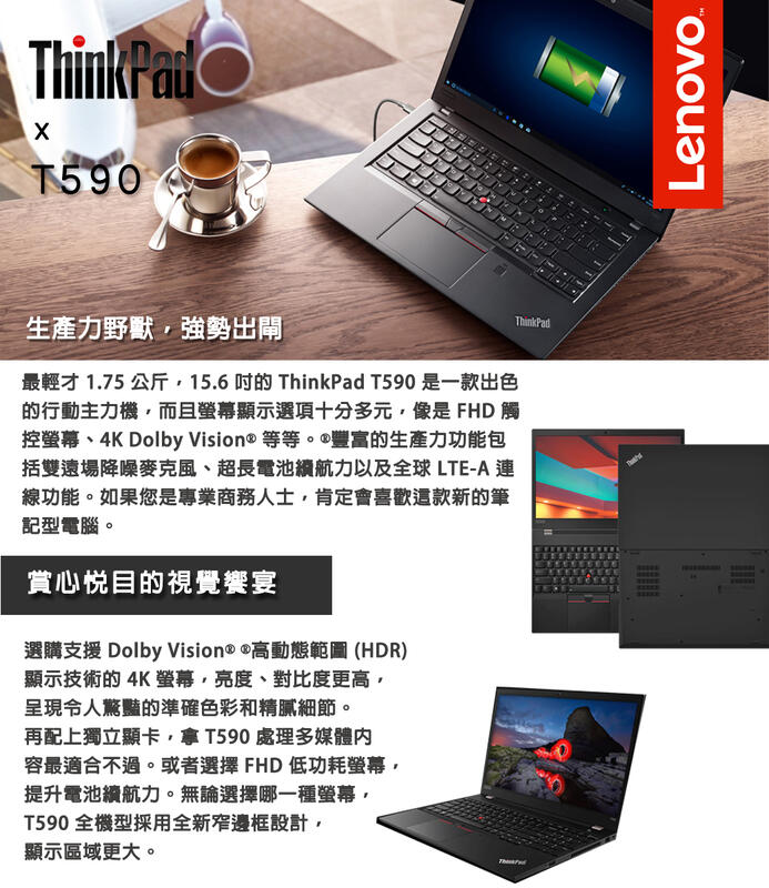 含發票Lenovo  T590 20N4S15P00 15.6吋FHD/i7-8565U/8G D4/512G SSD/