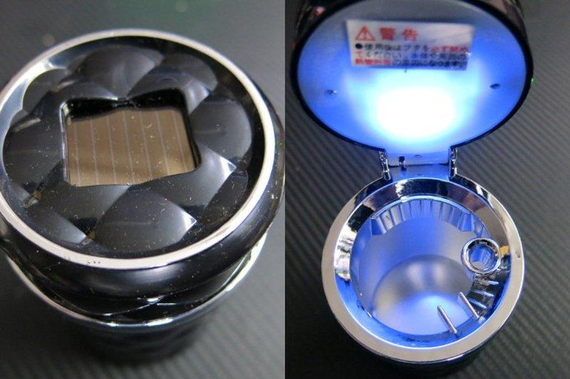 汽車用 太陽能/煙灰缸/菸灰缸 LED菸灰缸 藍光 高質感 超炫菱形造型 太陽能菸灰缸